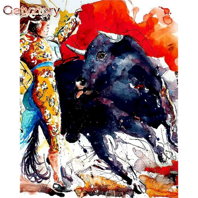 Paint Numbers Adults Gatyztory  Pictures Numbers Paint Bulls - Oil Painting  Numbers - Aliexpress