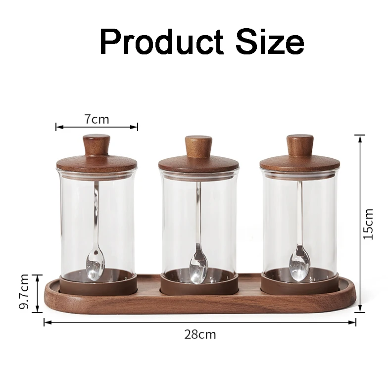 4 Piece Set Round Glass Seasoning Jar 90ML 3oz Wooden Lid Seasoning Bottle Spice  Jar Organizadores Kitchen Storage - AliExpress