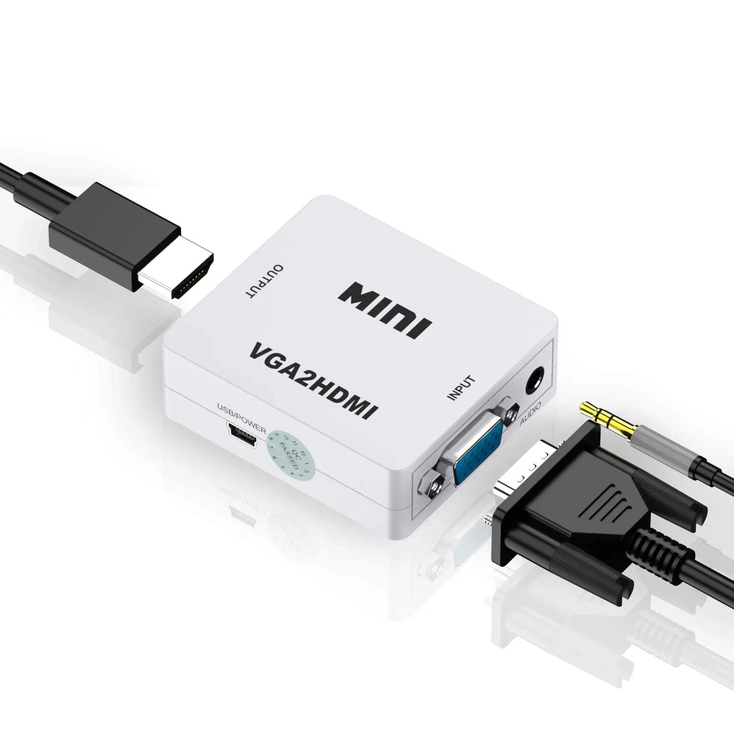 High-Resolution Mini HDMI to VGA with Audio Out Adapter