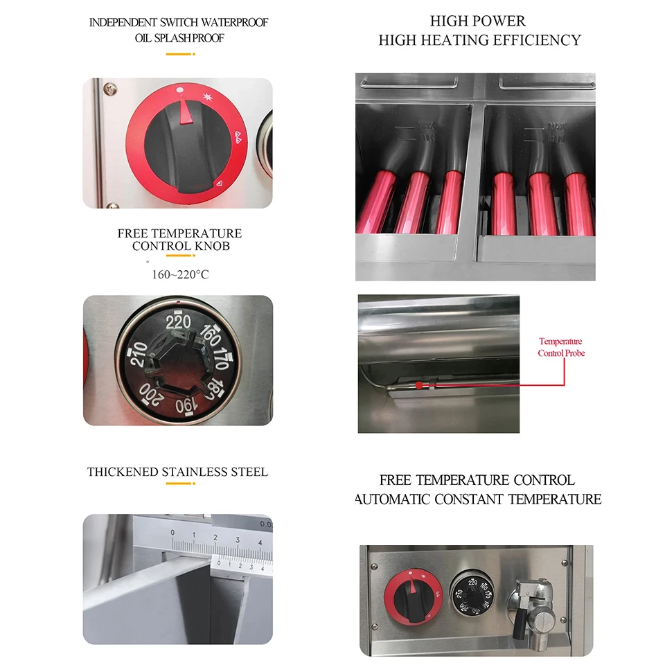 OT71A Commercial Restaurant Adjustable LPG Gas Deep Fryer With Temperature Control