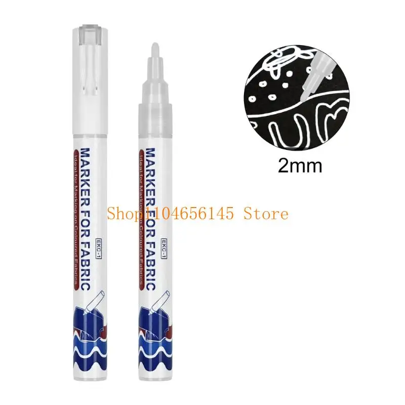 Weißer Stoff-Farbstift, 2 mm Strichbreite, schnell trocknend, wasserbeständiger Stoffmarker für Kleidung, T-Shirt, Canvas-Tasche, Hut, Schuh – Detail 9