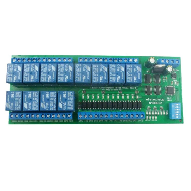 

RISE-24V 12Ch цифровой входной выход UART RS485 релейный модуль Modbus RTU для PLC PTZ светодиодный управление двигателем