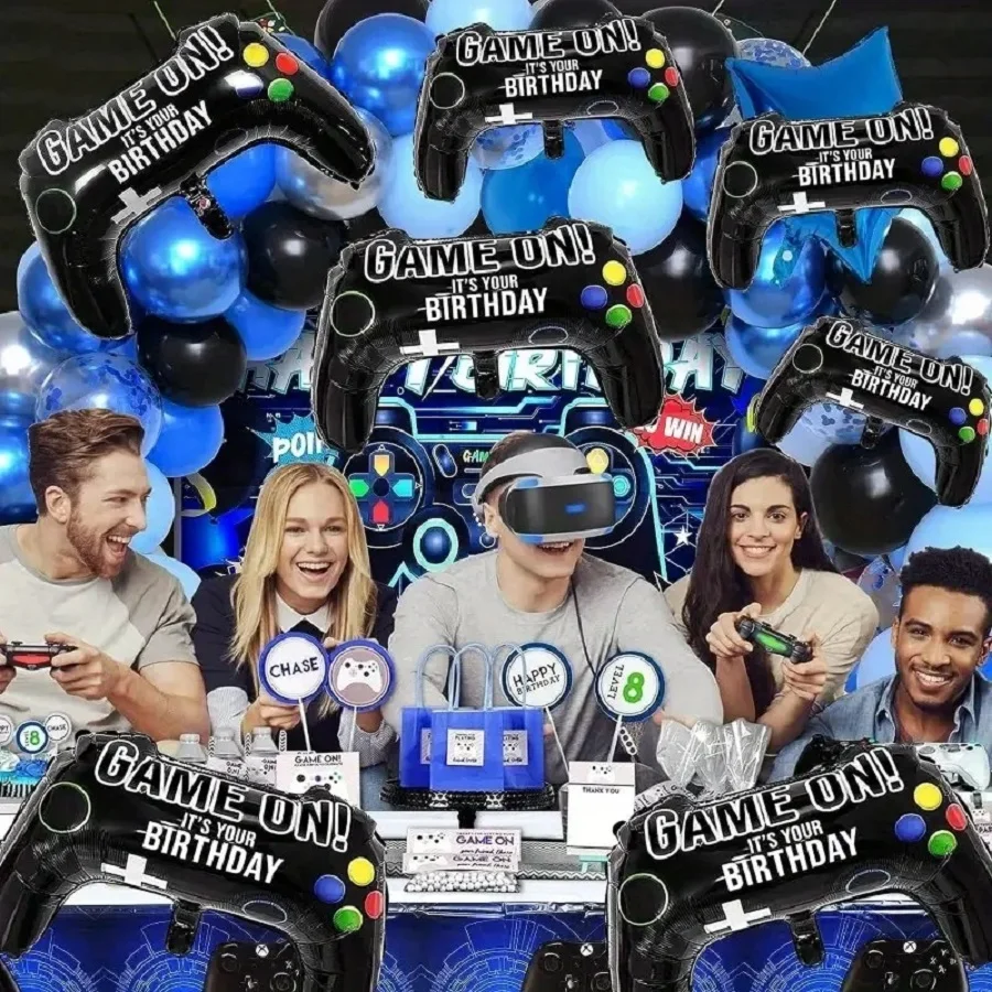 YOUYIKE Decorazioni per Feste di Videogiochi 8 anni, 32 Pezzi Palloncini di Compleanno di Gioco Ragazzi, 8 ann Decorazioni Torta Video Game, per Feste Videogioch per Ragazzie e Giocatori