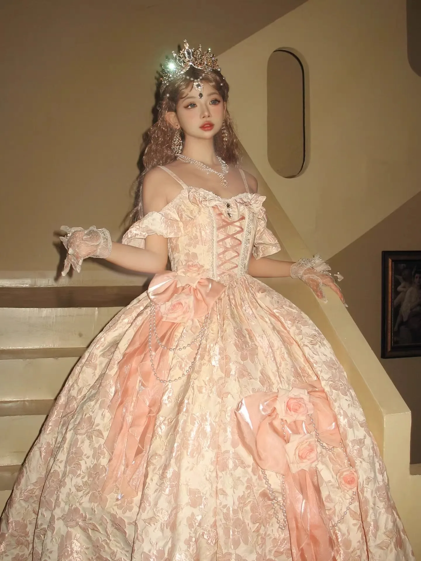 

Pink Wedding Floor Adult Formal Dress
