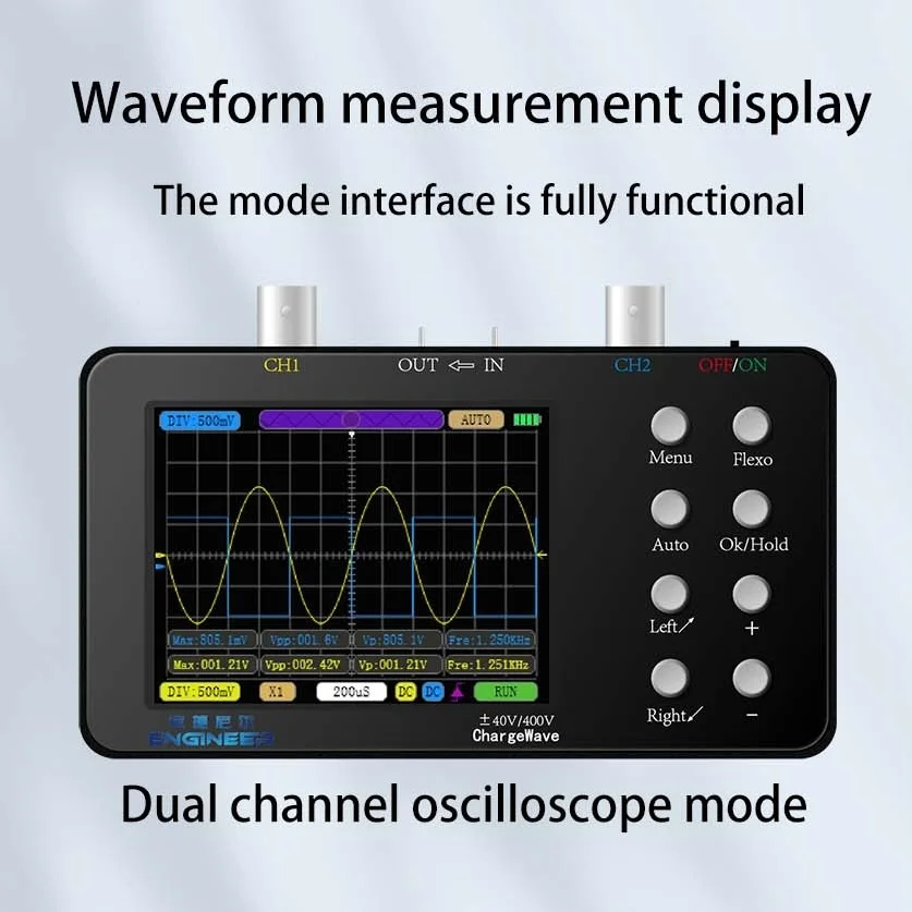 

SCO2 Dual Channel Digital Oscilloscope High-performance Handheld 50M Data Sampling Rate 2Mhz Bandwidth Car Phone Maintenance