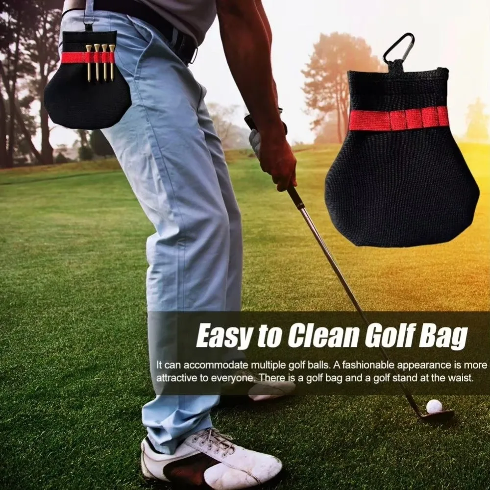 Sports Accessories Terylene Golf Ball Pouch Metal Clip Spacious Golf Ball Tee Holder Golf Accessories For Golfers