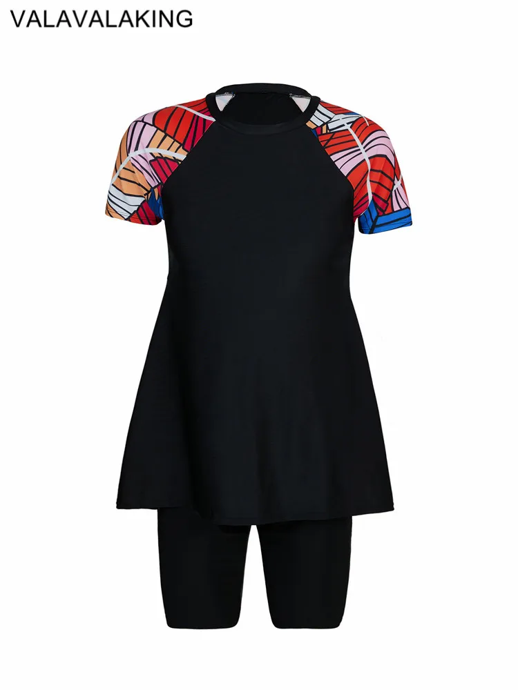 2024 Patchwork 2 Piece Plus Size Tankini Set Women Large Big Muslim Swimsuit High Waist Lady Swimwear Chubby Curvy Bathing Suit - Image 4