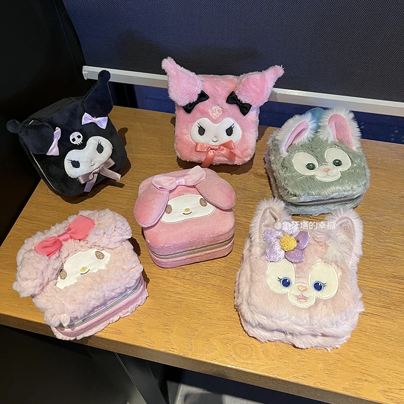 

Kawaii My Melody Kuromi Linabell Мультяшные Бриджи аниме Sanrios портативное кольцо для девочек, ожерельлье, серьги, коробка для хранения
