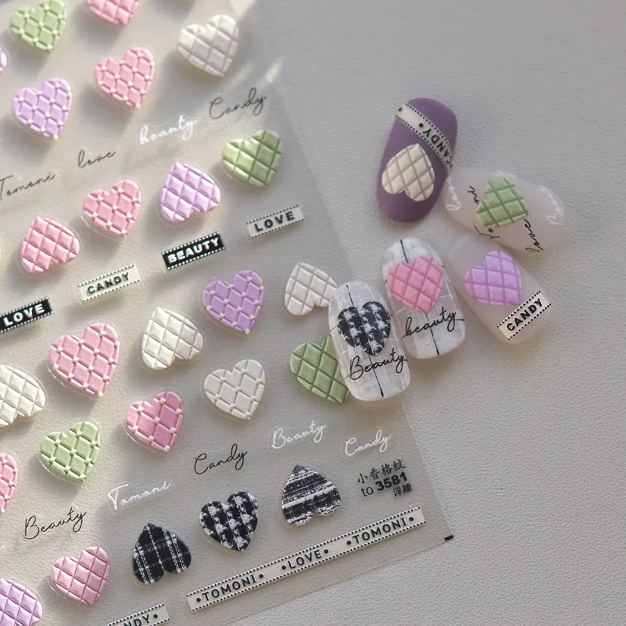 Rosa weiße Schleife Spitze Liebe Herz Erdbeere Kristall 5D Nail Art Aufkleber Strass schicke selbstklebende Dekorationen Maniküre Aufkleber – Detail 18