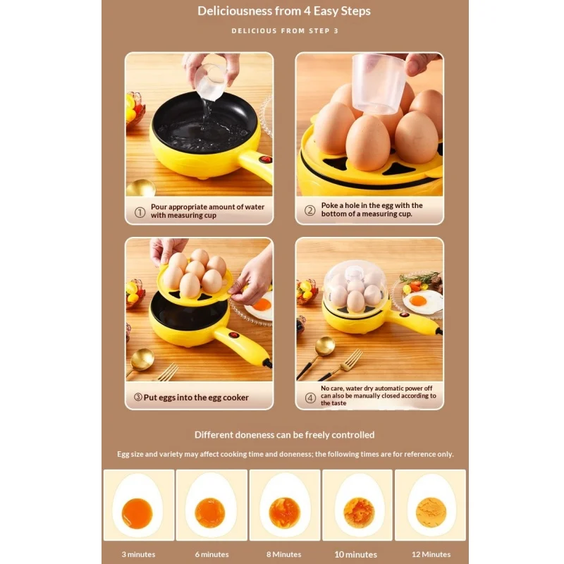 220V New Multifunctional Egg Boiler Electric Egg Steamer Cooking Breakfast Machine Double Layers Egg Cooker Mini Steamer 6