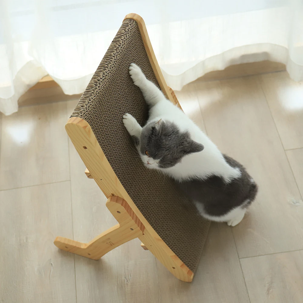 Wooden Cat Scratcher Scraper Detachable Lounge Bed 3 In 1 Scratching Post