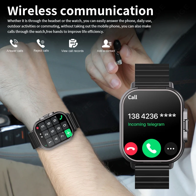 LIGE 2025 New TWS 2-In-1 With Headset Smart Watch Bluetooth Call Men Watch NFC Smartwatch Heart Rate Monitor Play Music Watches