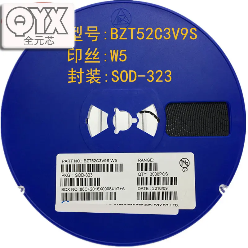1000 Pz/Lotto 0805 Smd Diodo Zener Bzt52C3V9S Serigrafia W5 Sod-323 3.9V