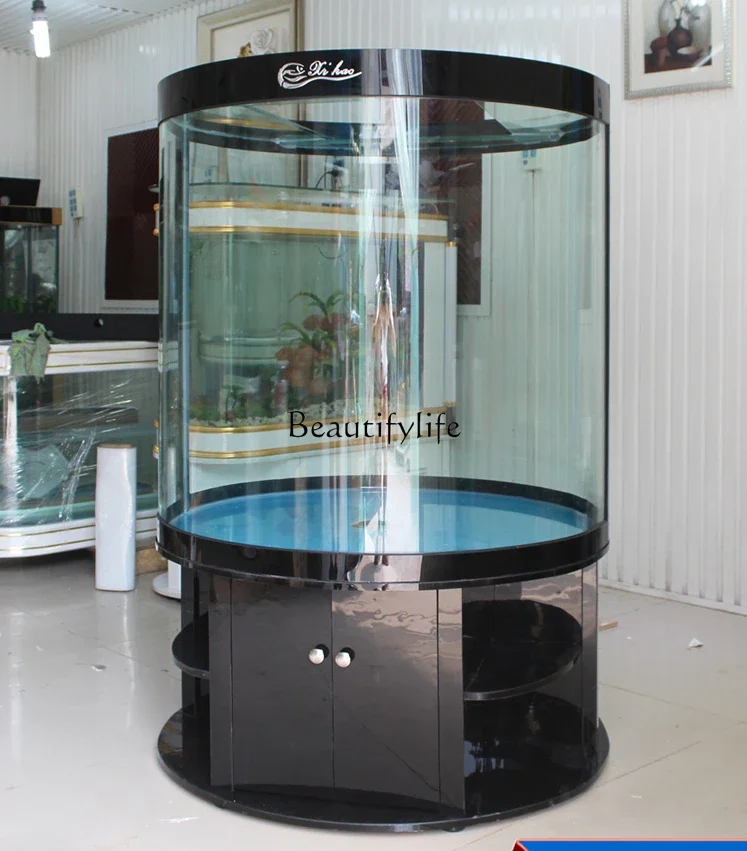 

Cylindrical Fish Tank Living Room Aquarium Glass Ecological Large Bottom Filter Change Water