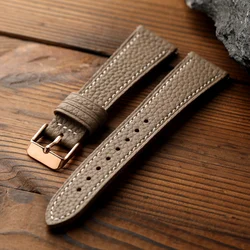 Handmade Vintage Italian Cowhide Leather Watch Strap - Light Brown/Gray, Quick Release, Soft and Stylish - 22mm (B rose gold buckle)