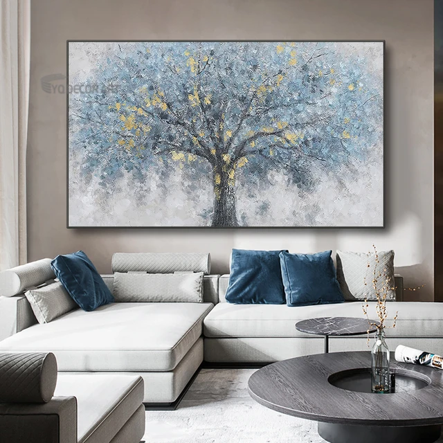 Heavy Texture Painting, Acrylic Painting for Bedroom, Tree of Life