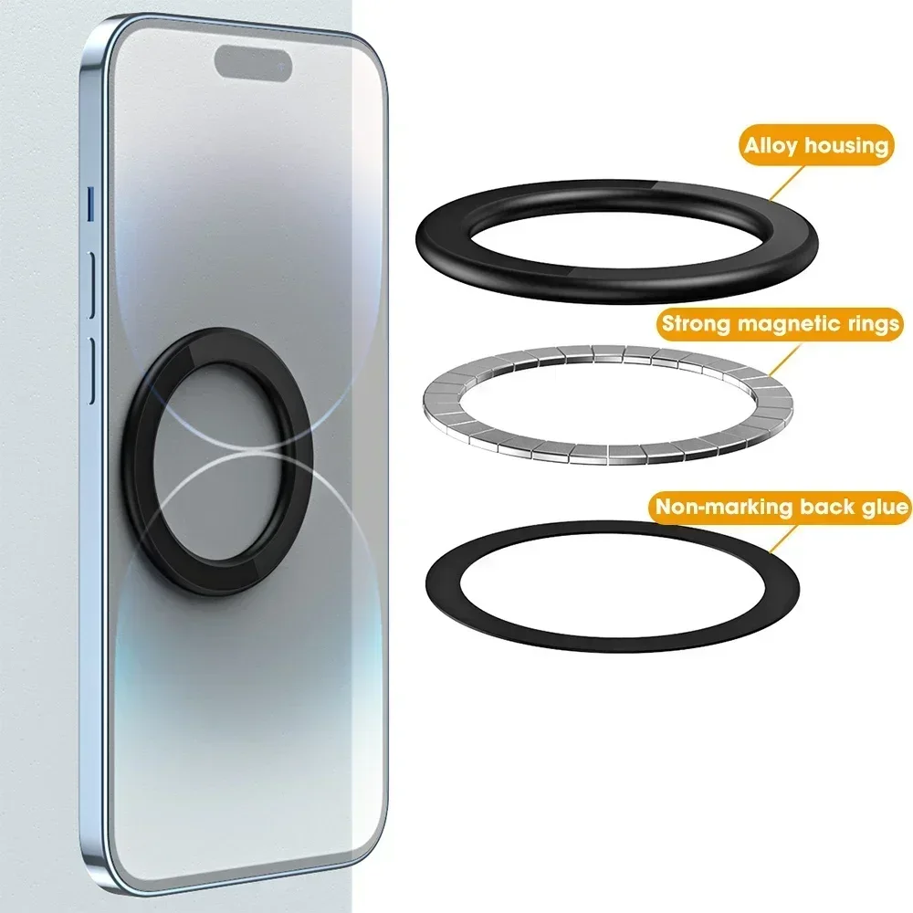 MagSafe Magnetic Ring Holder - Adhesive Strong Magnet for Wall Mounting Mobile Phones & Tablets