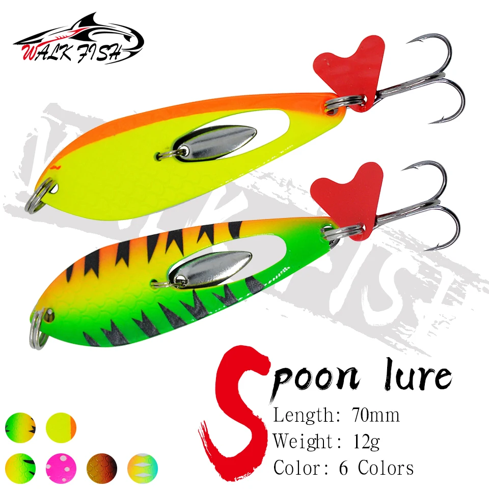 SPAZIERGANG FISCH 1Pcs Angeln Locken Metall Löffel 12g Noise Pailletten Paillette Karpfen Bass Künstliche Harte Angeln Köder mit Drillinge