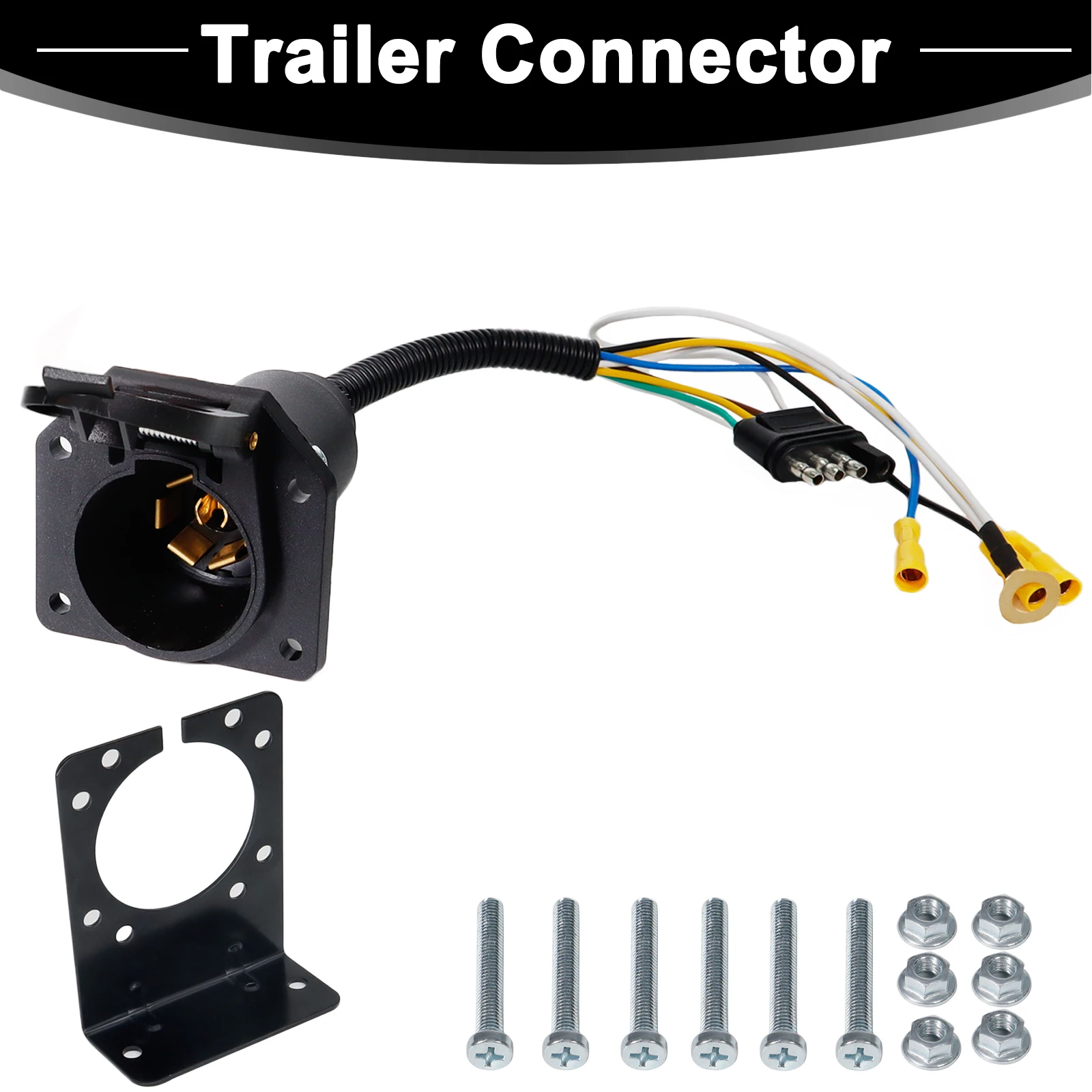 

4-Way Flat Plug to 7-Way RV Round Blade Socket Trailer Wiring Adapter Connector Brake Wire Universal Truck Caravan Wire Adapter