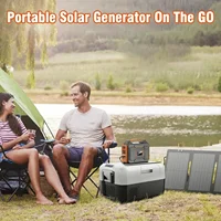 Portable Solar Generator 300W Portable Power Station with Foldable 60W Solar Panel 110V Pure Sine Wave 280Wh Lithium Battery 2