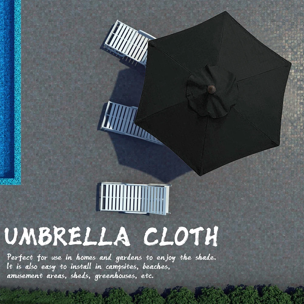 6 Bones Umbrella Replacement Canopy Without Stand 2m Parasol Replaceable Cloth UV Protection Detachable for Outdoor Beach Garden 3