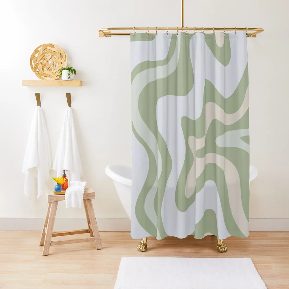 

Liquid Swirl Contemporary Abstract in Light Sage Green Grey Almond Shower Curtain Curtain For Bath Bathroom And Shower Curtain