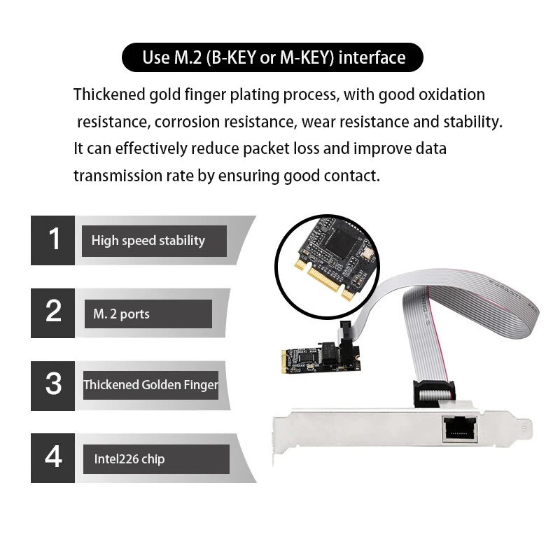 Placa de Rede 2.5g do Gigabit Ethernet Rápido Alta Velocidade Rj45 Lan Adaptador M.2 a Rj45 Acessórios de Computador m. - Imagem 4