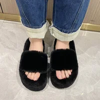 Home Furry Fur Slides Plush Slippers Fluffy Flip Flops Luxury Slip on Platform Women Fashion Shoe 2024 Zapato De Mujer Designer - Image 3