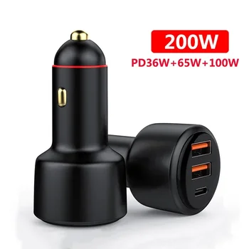 Caricabatteria da auto USB PD da 200W caricatore Super veloce a 3 porte 2.0 100W 65W SuperCharge QC3.0 per Honor Xiaomi Vivo Huawei iPhone 14 13Pro