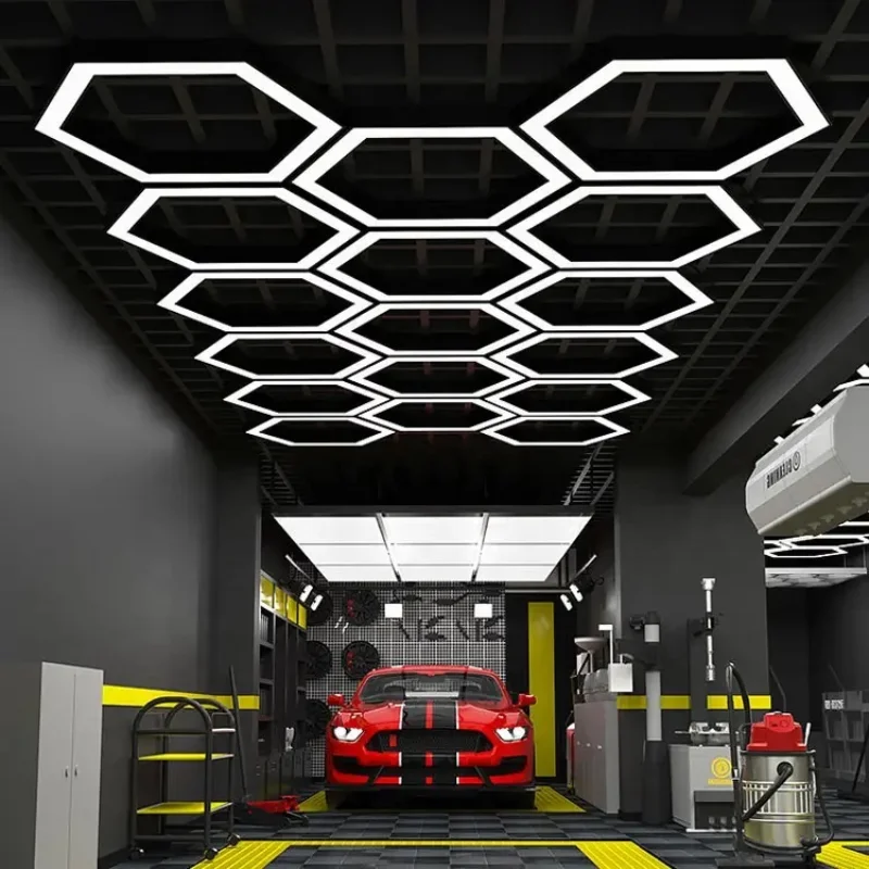 

Lumens Led Garage Ceiling Light Hexagon Honeycomb Light Car Detailing Led Light For Car Wash Station And Garage