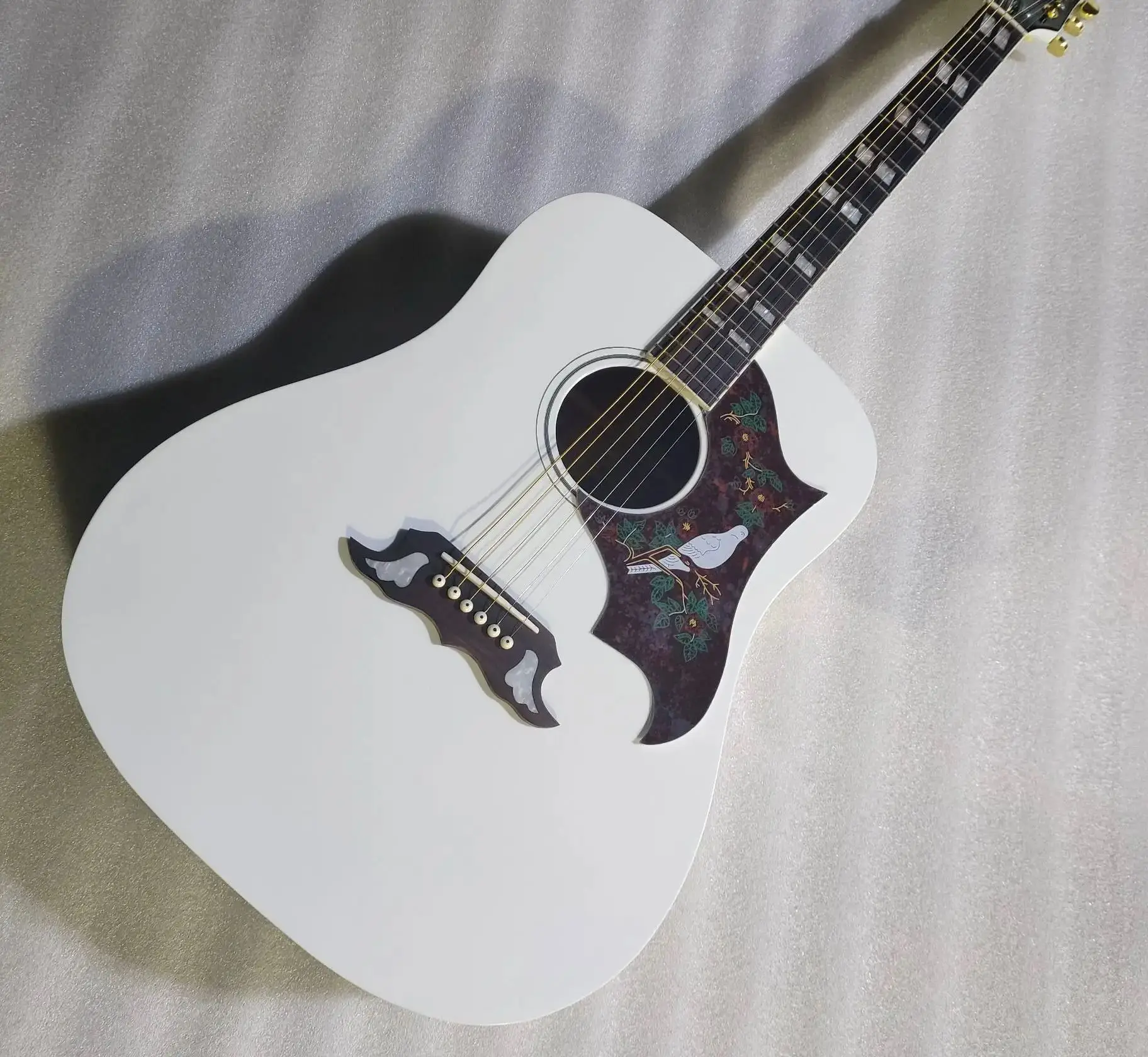 white-Dreadnought-Acoustic-electric-Guitar-with-Solid-Spruce-Top-41-in ...