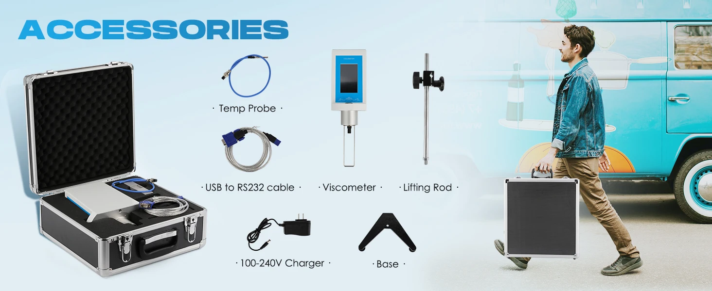 Digital Rotary Viscometer Touch Screen Viscosity Meter 1% Accuracy Lab Viscomete