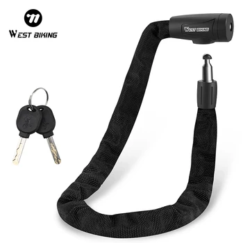 WEST BIKING Lucchetto a catena per bicicletta Moto MTB Lucchetto a catena di sicurezza per bici con 2 chiavi Accessori per ciclismo Serrature per bici antifurto