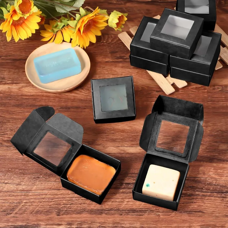 Mini Kraft Paper Soap Packaging Boxes with Window