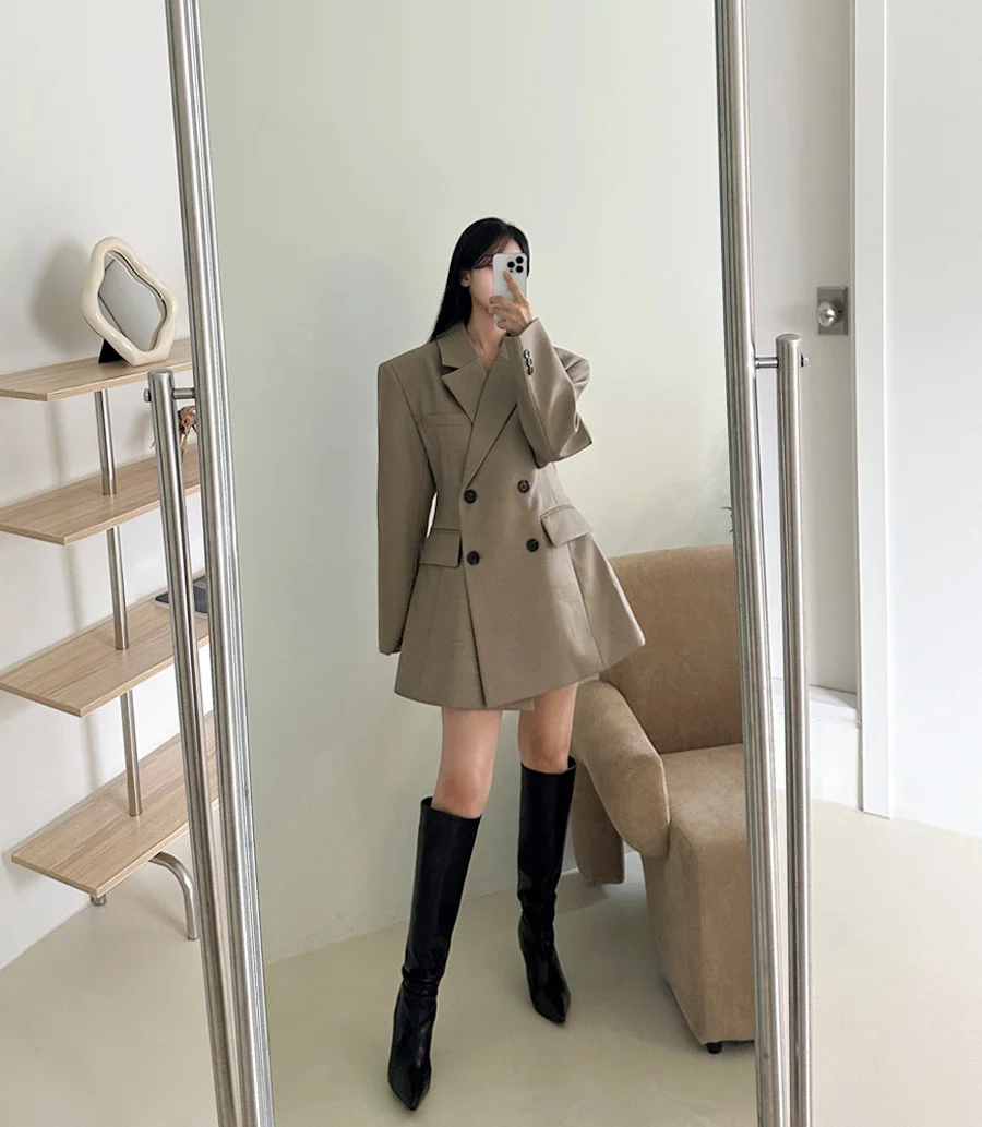 Autumn New Elegant Blazer Coats for Women Long Sleeve Office Lady Korean Fashion Casual Loose Street Trends Solid Blazers Jacket