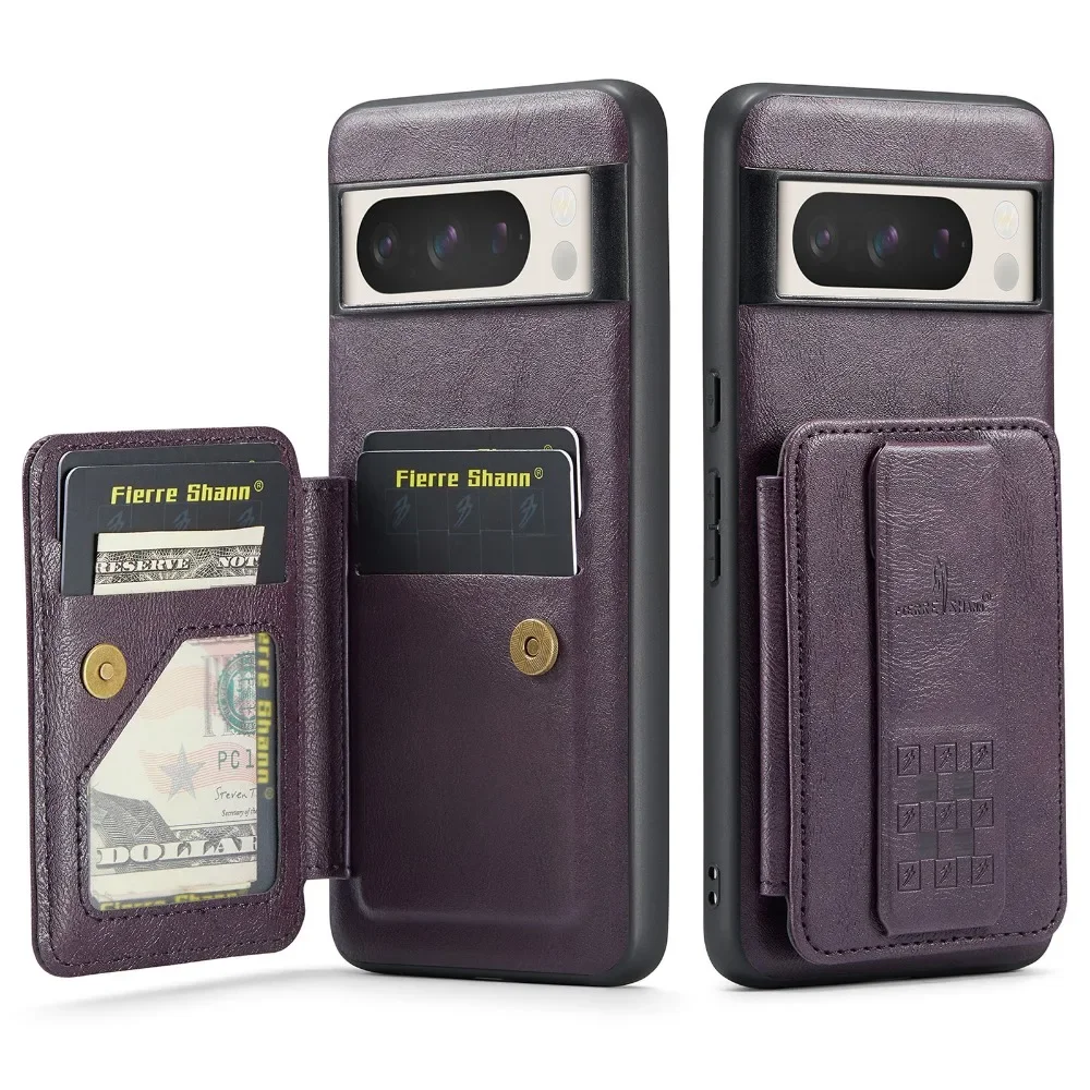 RFID Blocking Flip Card Holder Wallet with Magnetic Retractable Wristband - PU Leather Cover