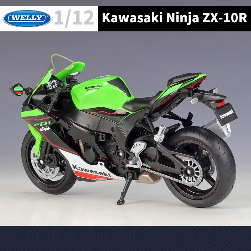 WELLY 1:12 Kawasaki Ninja ZX-10R Heavy Locomoti Alloy Motorcycle Model Metal Toy Cross-country Racing Motorcycle Model Kids Gift 4