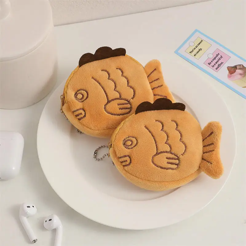 Cartoon Snapper Plush Coin Purse Cute Children's Coin Storage Bag Fun Headphone Data Cable Bag