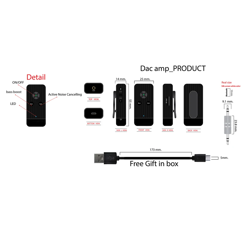 Bluetooth 5.0 Adapter Bluetooth Receiver Audio X8 Dongle 3.5mm Jack Portable Clip Headphones
