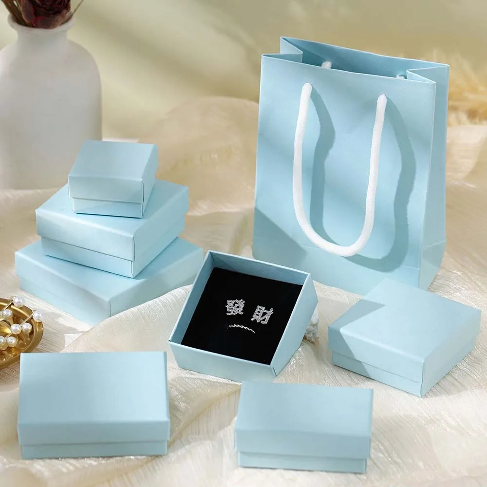 24pcs Small Jewelry Packaging Box 7x7x3cm Cardboard Travel Organizer Gift Boxes For Earrings Rings Necklaces Wedding Favors