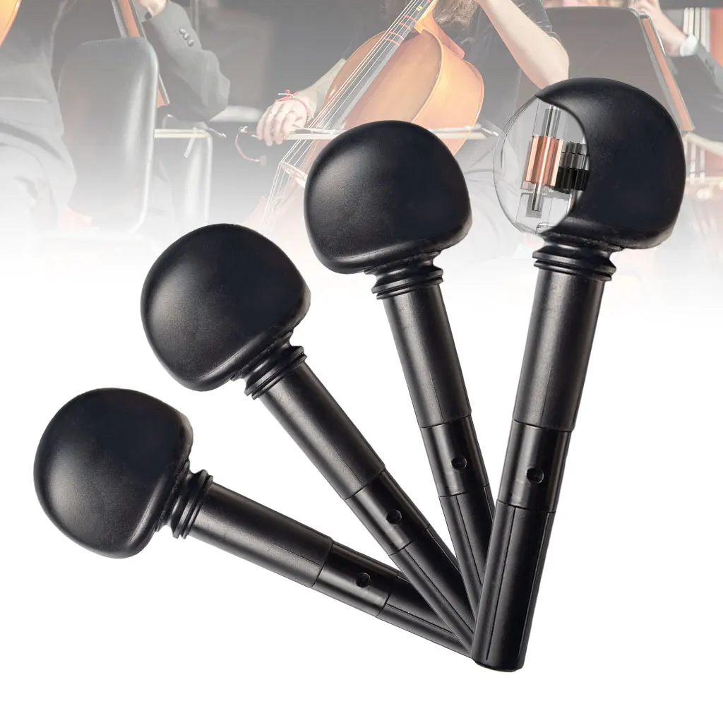 Cello Strings 4PCS Acoustic Cello Scrolled Head Cello Geared Pegs Finetune Eays Tuning Pegs 4/4 3/4 Size Cellos Accessories