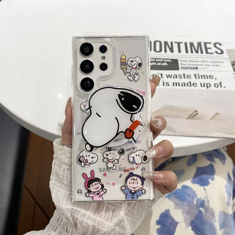 thumbnail image 1 of Bonita funda magnética con carga inalámbrica Magsafe para Samsung Galaxy S 24 23 22 Puls Ultra Hard Cover con Snoopy Charlie Brown, 1 of 4