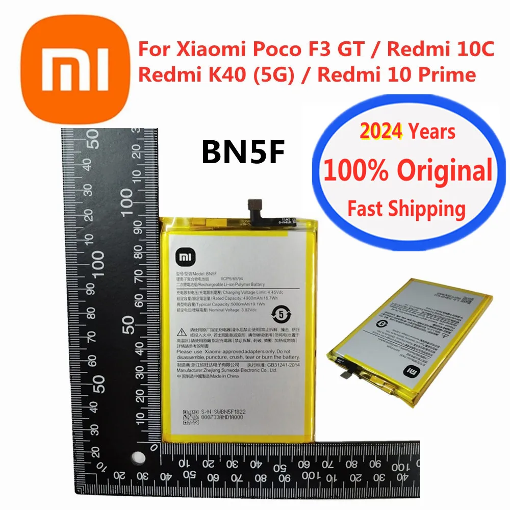 

Оригинальный аккумулятор Xiao mi BN5F 2024 года для Xiaomi Redmi K40 5G 10C / 10 Prime 10 Prime PocoF3 Poco F3 GT, батарея для телефона 5000 мАч
