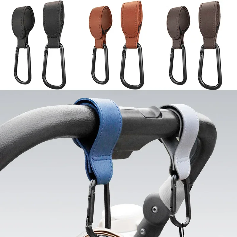 

1/2pcs PU Leather Baby Bag Stroller Hook Pram Rotate 360 Degree Rotatable Cart Organizer Pram Hook Stroller Accessories