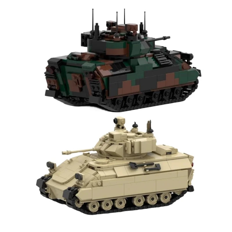 

Hot WW2 Military Tank M3 Bradley Tracked Armored Fighting Vehicle Building Blocks Assembly Model Technology Bricks Toy Kid Gifts