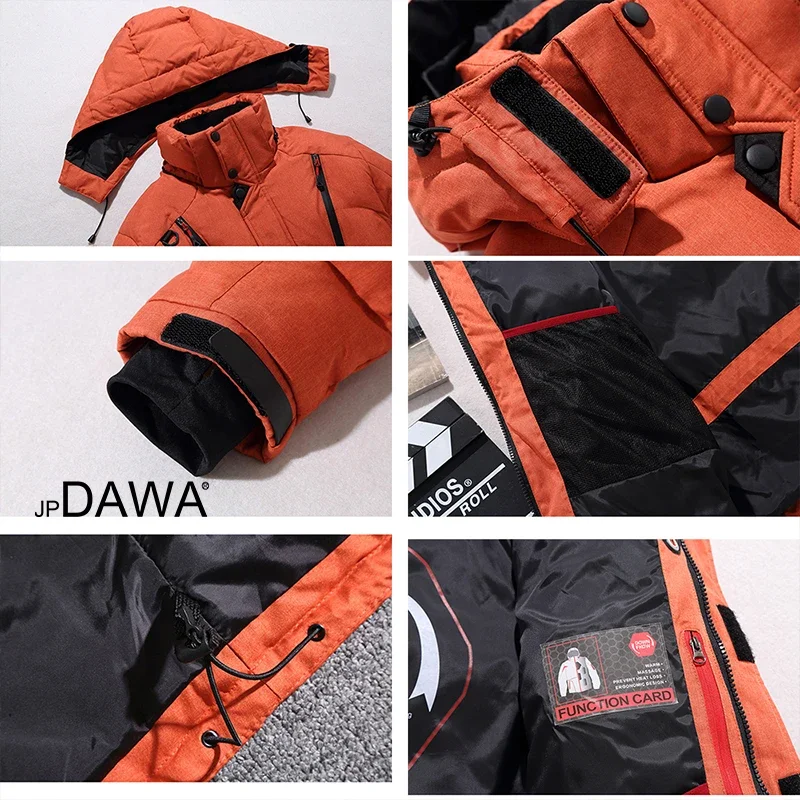 Goose Down Fishing Jacket Winter Skiing Suit Men Windproof Skiing White Suit Vest Pants Set Snow Snowboard Suit