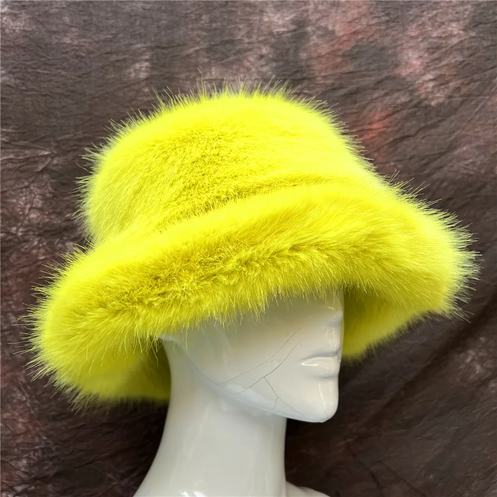 Neuer Kunstfell-Hut für Damen, Eleganter Herbst- und Winter-Fischerhut, Koreanischer Hochwertiger Warmer Damen-Bucket-Hat, Plüsch-Bucket-Cap – Detail 20