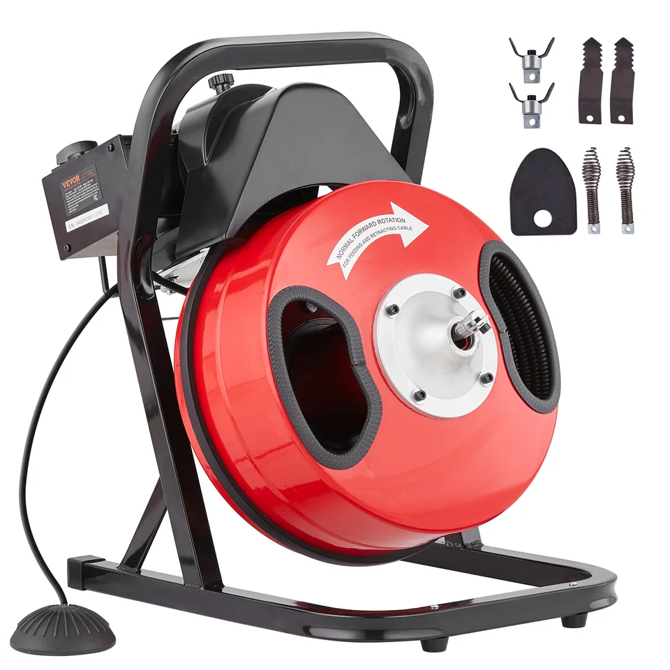 SucceBuy 50FT Manual Drain Cleaner with Cutters