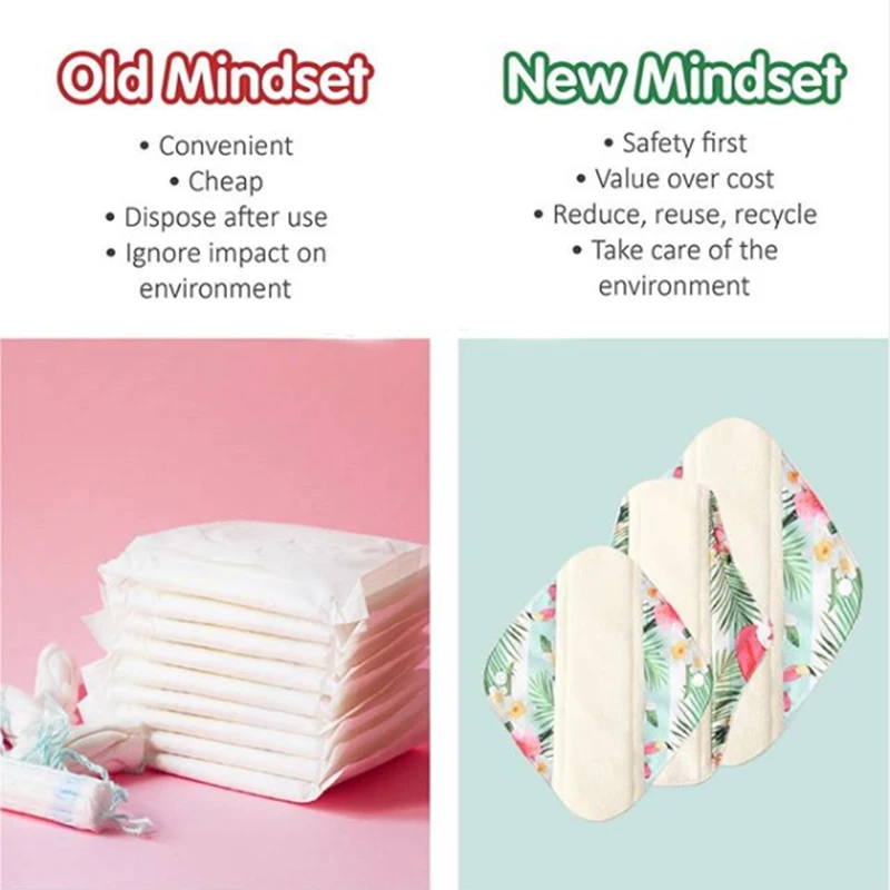Sanitary Pads Organic Bamboo Charcoal Washable Menstrual Panty Liner Leakproof Cloth Towel Reusable Period Feminine Hygiene Pads sanitary pads