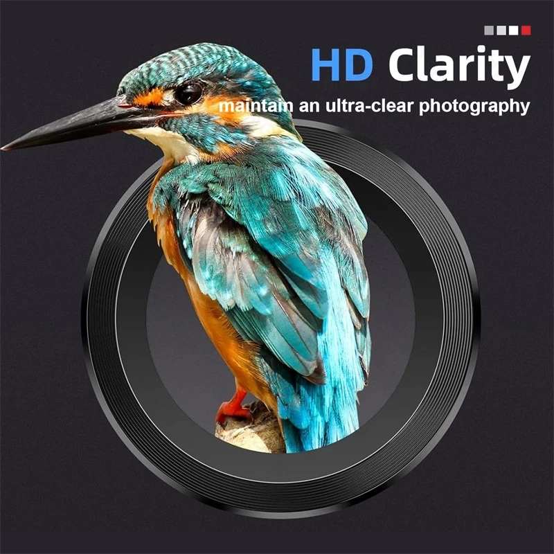 Alloy Aluminum Ring Phone Case with Tempered Glass Camera Protectors